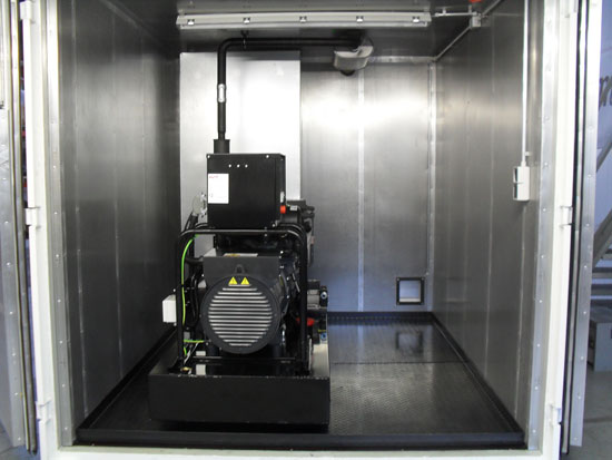 Basis Stromaggregat als Notstromversorgung in einem Salzwerk mit Deutz Motor BF 4 M 2011 C Typ WA-D 60 "G" eingebaut in einem 10 Ft. Container mit &Ouml;lauffangwanne und diversen &Ouml;ffnungen. 